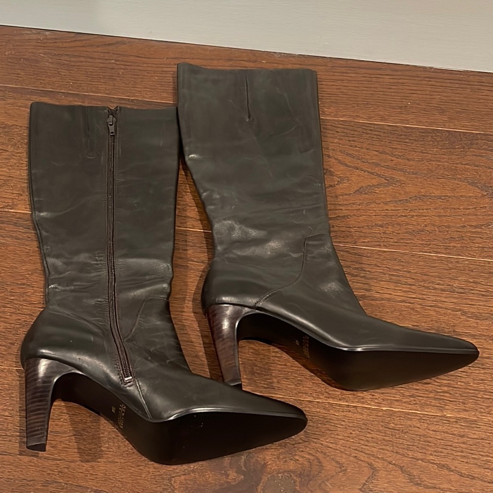 New York Transit Dark Brown Leather Boots Size 9